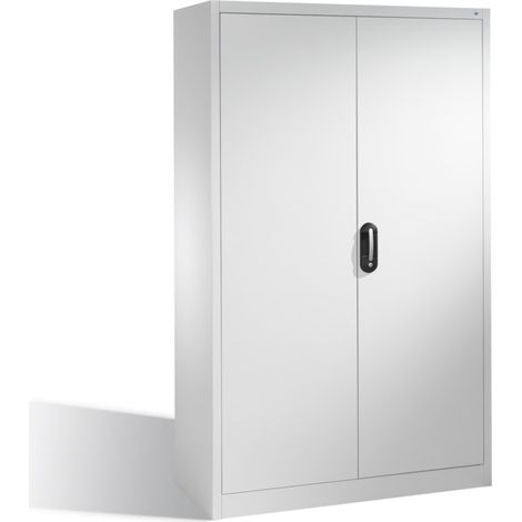 Armoire à outils C+P avec portes battantes, 4 tablettes intérieures, H1950xL1200xP400mm Façade gris clair Corps gris clair (1/4)