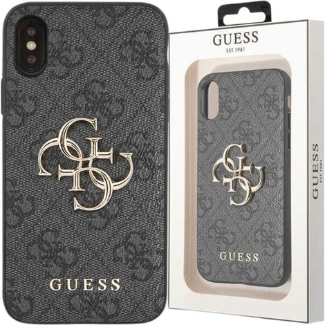 Guess GUHCPX4GMGGR iPhone X/XS graue Hartschalen-Hülle 4G mit großem Metalllogo (1/5)