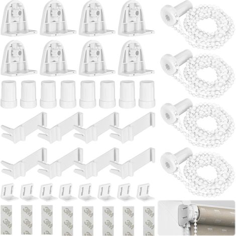 4 Sets Fixation pour Store Enrouleur, 17mm Blanc Fixation Store sans Percage, PVC Support de Fixation pour Store Enrouleur avec Adhésif 3M (1/5)