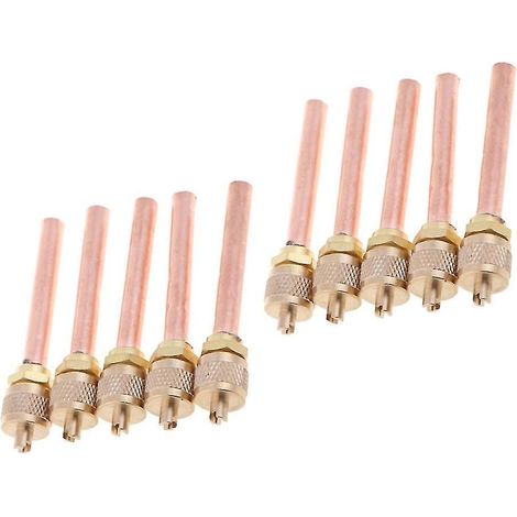 Lot de 10 vannes d'accès 1/4 pouce SAE, diamètre extérieur 1/4 pouce, tige de 2,755 pouces, noyau renforcé, pour climatiseur et réfrigérateur (1/5)