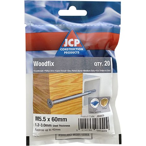 Jcp Fixings Woodfix Self-Drilling Screws 5.5 x 50mm - Box of 150 (1/2)
