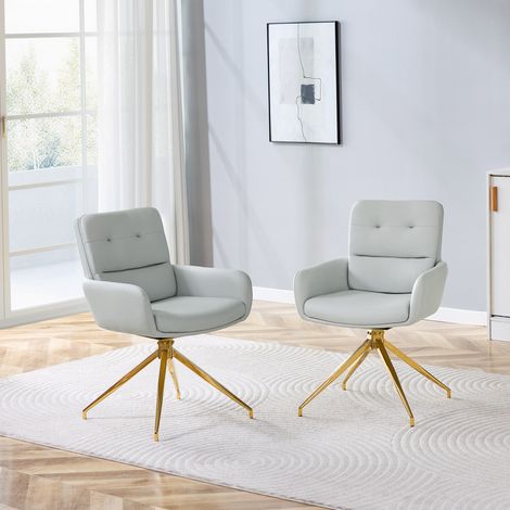 Esszimmerstuhl drehbar 130 kg 85 cm PU Metall OKMYHOME (1/5)