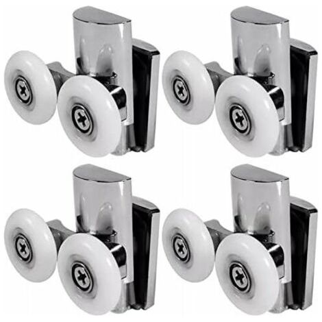 Roulettes de porte de douche 23 mm – Lot de 4 – Alliage de zinc robuste – Roues en nylon résistant à l'usure – Pour portes coulissantes en verre (1/5)