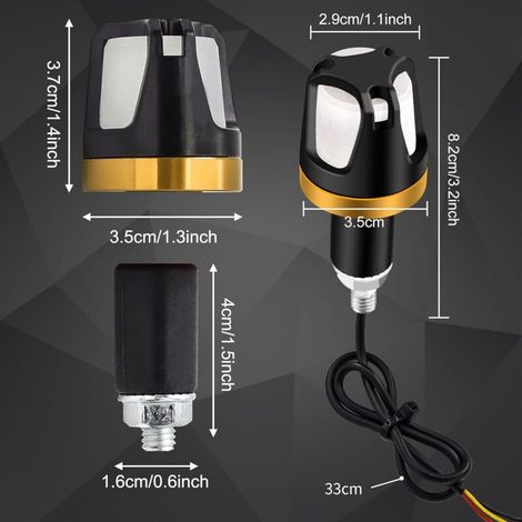 Accessori Moto LED, Luci di Freno e Indicatore, Diametro 16-18 mm, 1 Paio, Giallo-Bianco (1/3)