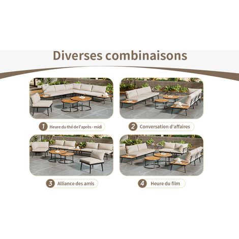 Set de chaises de jardin pour 5-6 personnes, pour terrasse ou balcon, structure fer galvanisé, 6 pièces : 2 canapés, 2 fauteuils, 2 tables. (1/5)