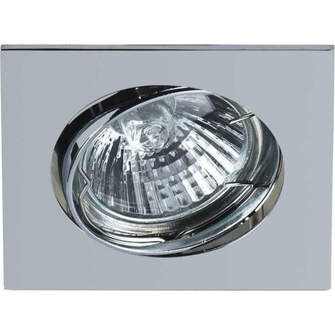 Support encastrable carré pour ampoule spot halogènes, CFL ou LED de 50W Max Couleur Chrome