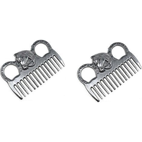 Lot de 2 brosses à crinière et queue pour chevaux, peigne en métal pour le bétail (voir photo) (1/5)