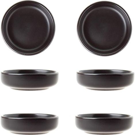 Plat de trempage en céramique de soja, Polyvalent Plat à Sauce en Porcelaine Mini Bol d'assaisonnement latéral Bols à tremper Sushi Soy Style Simple Lot de 6 Noir (1/5)
