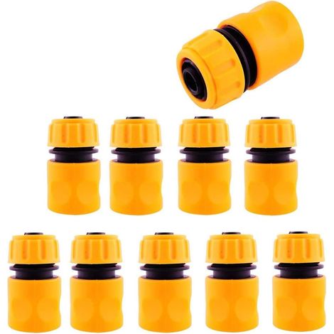 10er-Pack Schnellkupplungs-Schlauchverbinder 1/2" zum Verbinden von Rohren und Gartengeräteschläuchen (10 Schlauchverbinder) (1/2)