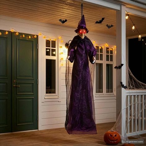 Sorcière parlante suspendue d'Halloween Pourpre 216 x 125 cm (1/5)