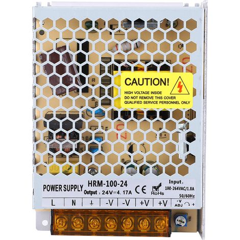 Alimentation CC basse tension 24 V 4,17 A 100 W ultra-mince pour rubans LED et lampes LED, alimentation CA/CC intérieure ultra-mince. (1/5)