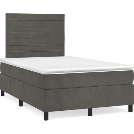 Sommier à lattes de lit avec matelas LED gris foncé 120x190 (1/5)