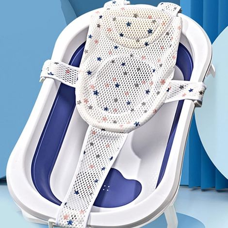 Hamac Bain Bébé - 5 Sangles Sécurité - Maille Respirante - Anti-Glissant - Baignoire Pliable - Coussin Siège (1/5)