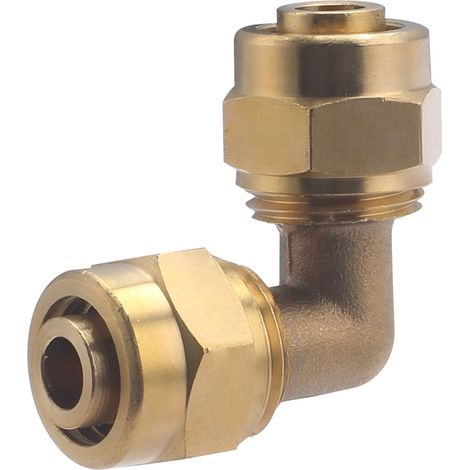 Noyon & Thiebault – Coude à compression pour tube PER Ø16 – Raccord laiton 90° – Étanchéité par compression – Pression jusqu'à 10 bar