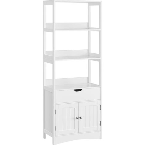 Mueble de almacenaje con cajón 2 estantes abiertos doble puerta mueble de baño mueble de entrada cocina salón blanco 120006416 (1/5)