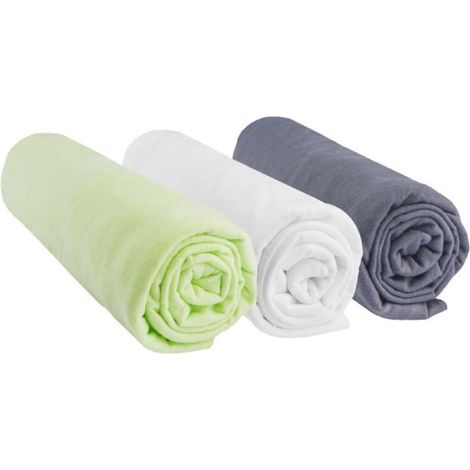 Drap housse 70x140 Coton Anis Blanc Gris (Lot de 3) (1/5)