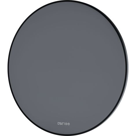 BERNSTEIN - Miroir rond design cadre noir éclairages LED avec bouton tactiles, réglage lumière, anti-buée, horloge digitale - 8232-2.0 - Ø 80cm (1/5)