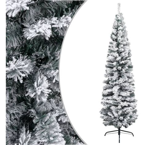 Sapin de Noël artificiel,Arbre de Noël mince flocon de neige Vert 180 cm PVC -WYW87745 (1/5)