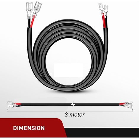 Gebildet Lot de 2 Rallonges de Faisceau de Câbles 16 AWG 3 Mètres 12-24 V/15 A pour Barre Lumineuse de Travail LED, Feux de Route, Feux Antibrouillard, Eclairage de Bateau (1/4)