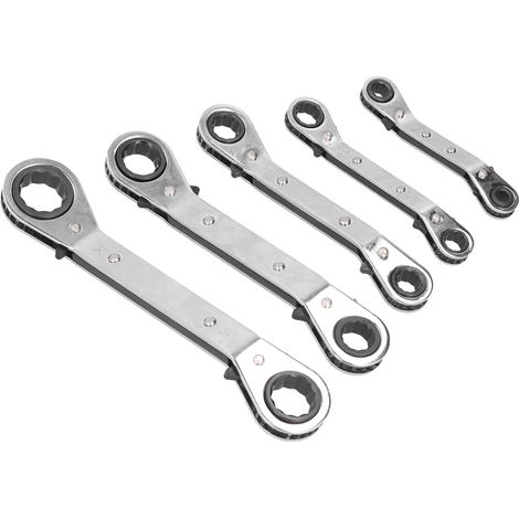 clé à cliquetEnsemble de 5 cliquets réversibles double extrémité en chrome vanadium – Outils multifonctions pour réparation auto, industrielle et bricolage (1/5)