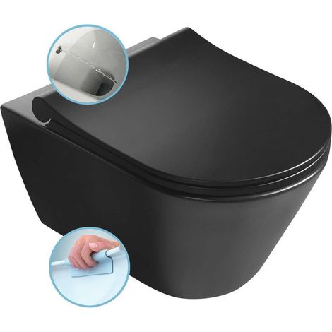 Sapho Avva - inodoro suspendido con ducha de bidé Rimless, negro mate 100312-110 (1/5)