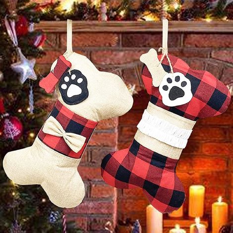 Lot de 2 bas de Noël à carreaux Buffalo, grande taille (1/5)