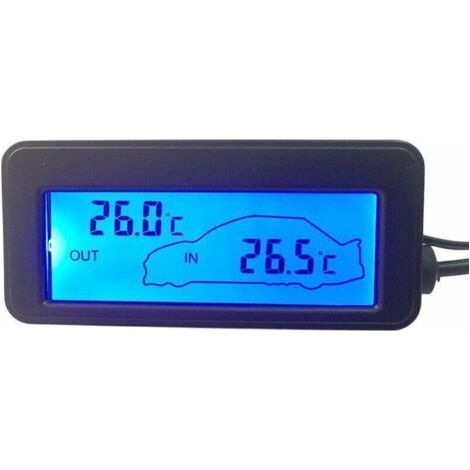Termómetro digital de 12 V para coche, uso interior y exterior, mini termómetro LCD retroiluminado. (1/5)