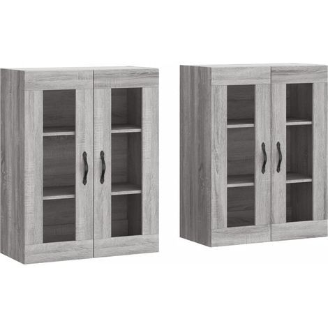 2 pcs Buffet，Bahut， Armoires murales sonoma gris bois d'ingénierie CFW32244 (1/5)
