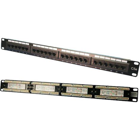Prises encastrables Ethernet 24 ports - RJ45 cat.5e - noir