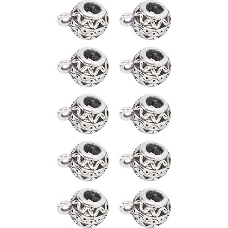 10 perles à tresser en alliage, trous larges, argentées, pour barbe, dreadlocks, DIY bracelet collier anneaux (1/5)