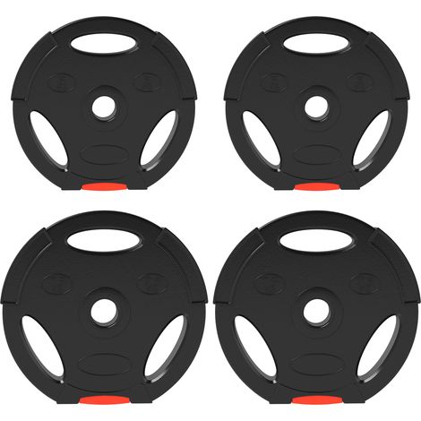 Set de 4 disques de poids pour entraînement, 2 x 7,5 kg et 2 x 5 kg, noir (1/5)