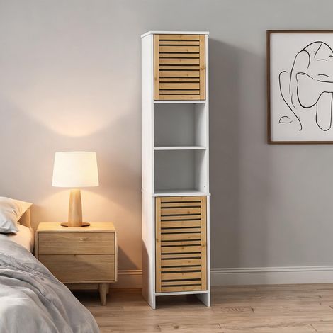 Armoire de rangement blanc en MDF 35 x 30 x 170 cm (1/5)