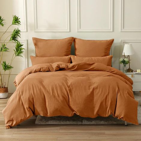 Bettwäsche Muslin Bettbezug 135x200 Caramel 2tlg. 135200cm 1x 8080cm (1/5)