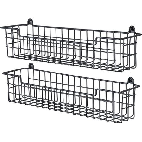 Étagère à épices - Support de rangement pour porte d'armoire - Fixation murale - Noir - Lot de 2 (1/5)