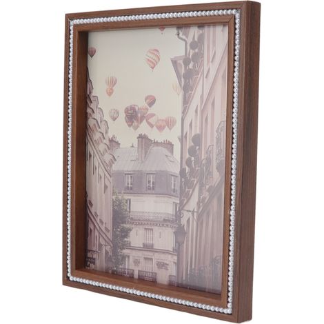 Cadre photo vintage à l'aspect exquis, couvercle transparent, ornement pour la décoration intérieure, cadeau de Noël, L (17,1 x 22,2 x 2 cm / 6,3 x 8,7 x 0,8 po) (1/5)