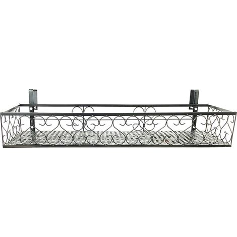 Étagère à fleurs suspendue en fer avec crochets, support pour pots de fleurs de balcon, 1 nivel (1/5)