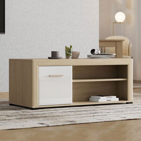 Couchtisch Pettor, mit Füßen, 3 Fächer, rechteckig, 121x55x49h cm Eichenbraun (1/5)