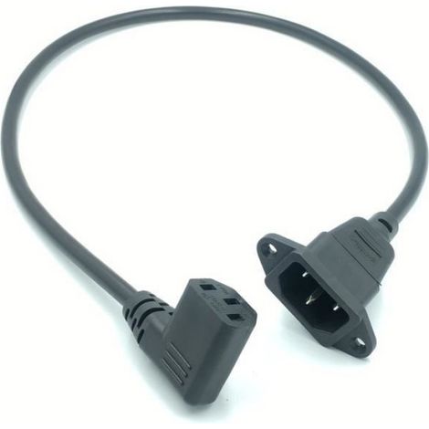 0.3 m - Angle gauche - Rallonge IEC320 C14 à C13, C14 avec trous de vis et C13 coudé (1/4)
