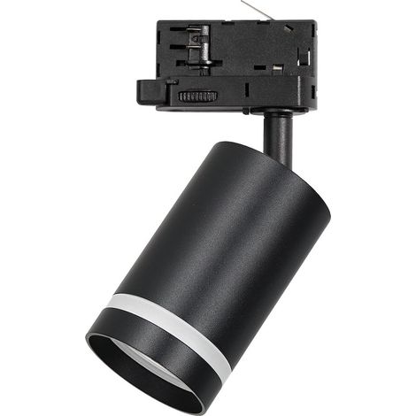 Projecteur sur rail triphasé noir avec bague 1xGU10 10W Pipe Milagro (1/5)