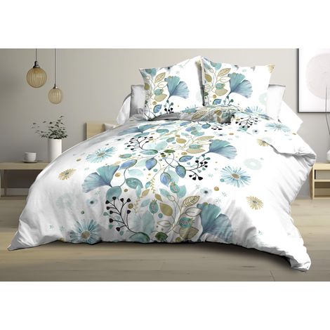 Housse de Couette 220x240 + 2 taies - Microfibre - Bloom, Bleu (1/5)