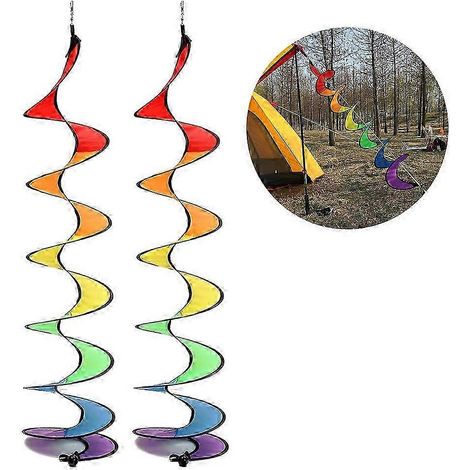 Moulin à vent arc-en-ciel spirale, carillon éolien coloré pour jardin, maison, extérieur, camping, décoration de tente, bandes tournantes. (1/5)
