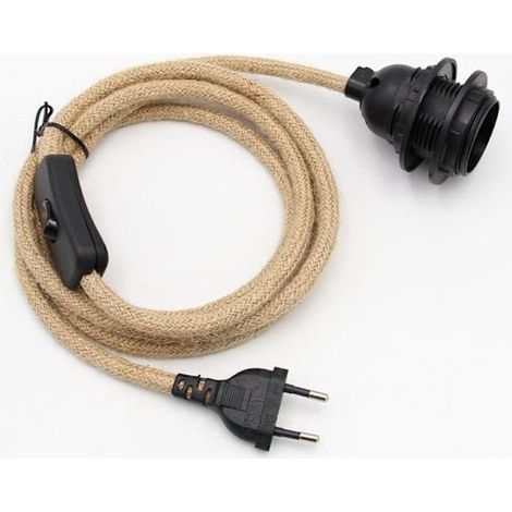 LYERCW - Cordon électrique gainé de tissu de 1,8 mètre - Douille E27 avec interrupteur - Pour S (1/5)