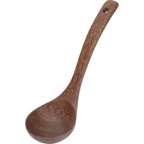 Cuillère à Soupe en Bois Wengé pour Cuisine, Dessert, Café ou Salade - Manche Courbé avec Trou de Suspension