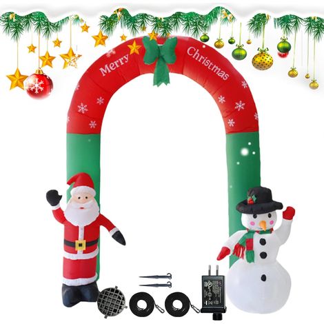 Décorations d'Arche de Noël Décoration Lumineuse de 2,40 m avec Père Noël Décoration De Noël Arc Gonflable Pour Jardin, , Entrée, Terrasse, Pelouse, Porche (1/5)