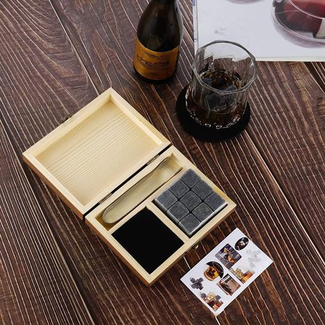 Whisky-Steine, schnell gefrierende Eissteine, wiederverwendbar, ideal zum Verschenken, verpackt in einer Holzbox. (1/5)