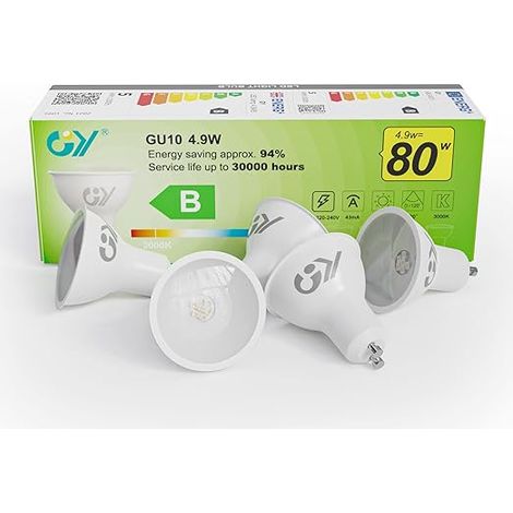 Ampoules LED GU10 4.9W 780LM 3000K Blanc Chaud Angle de Lumière 120° Ampoule Led Non-Dimmable (1/5)