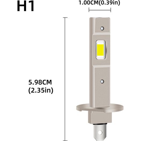 H1 Led, puce CSP 6500K 500%, lampe H1 LED automobile feux de route et feux de croisement, ampoule extérieure, remplacement des lampes halogènes et xénon,2 H1 LED