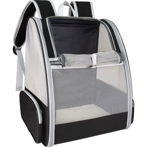 1 sac de transport pour chien et chat, pliable et respirant, noir, adapté aux animaux jusqu'à 10 kg, usage voyage/ville (1/4)