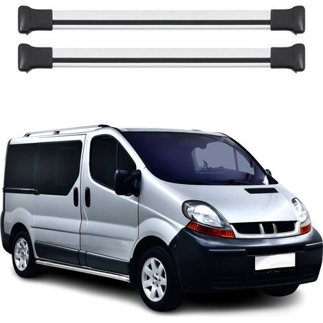 OMAC Barres de toit en aluminium pour Renault Trafic II 2001-2014 – TÜV / DIN 75302:2019 – Charge max 75 kg – 2 barres Argent (1/4)