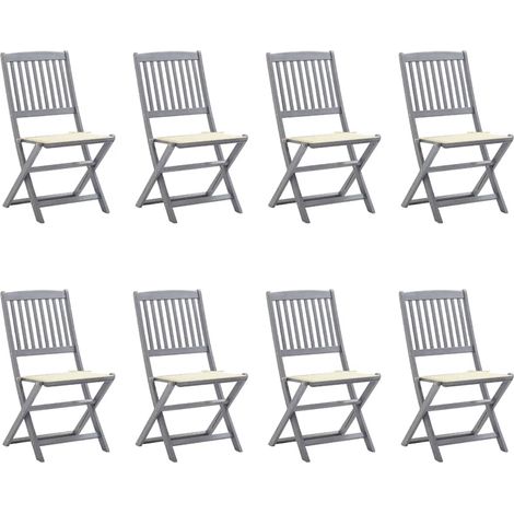 Klappbare Gartenstühle 8 Stk. mit Kissen Massivholz Akazie